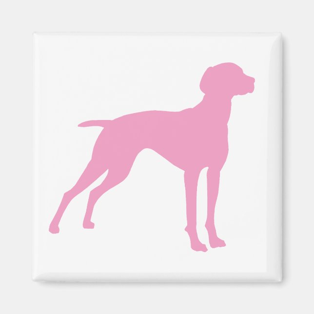 Vizsla Hund Silhouette (rosa) Magnet (Framsidan)