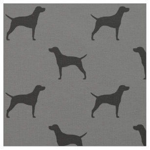 Vizsla Hund Silhouettes Mönster Grått och Black Tyg
