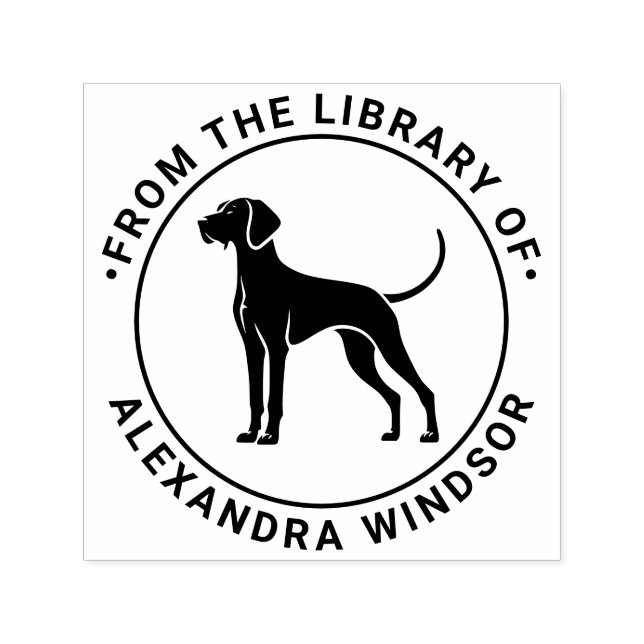 Vizsla Hund Ständiga Silh Bibliotek Bok Namn Självfärgande Stämpel (Design)