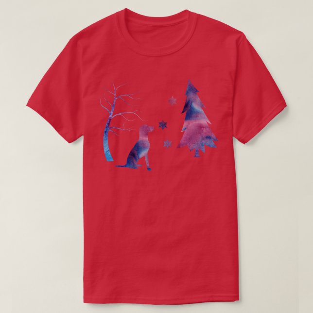 Vizsla Hund Winter Art med Snöflingor T Shirt (Design framsida)