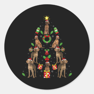 Vizsla Hund Xmas Ljus Träd Vizsla Jul V N Runt Klistermärke