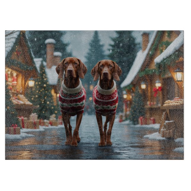 Vizsla Hundar Jul Snö Högtid (Framsidan)