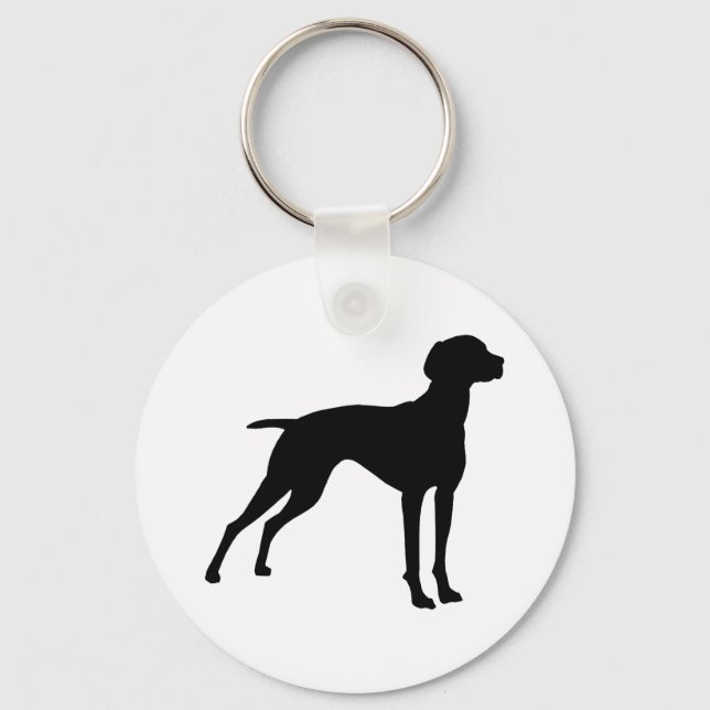 Vizsla hundsilhuett (svart) nyckelring (Framsida)