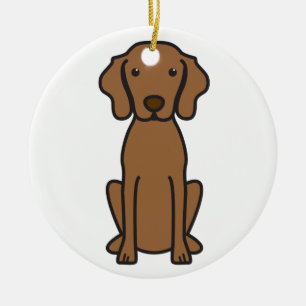 Vizsla hundtecknad julgransprydnad keramik