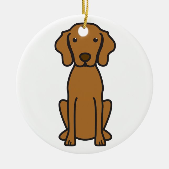 Vizsla hundtecknad julgransprydnad keramik (Framsidan)