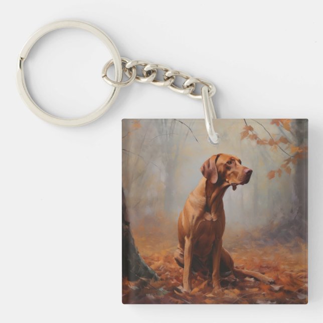 Vizsla i fallande höstlöv Inspirerar (Framsidan)