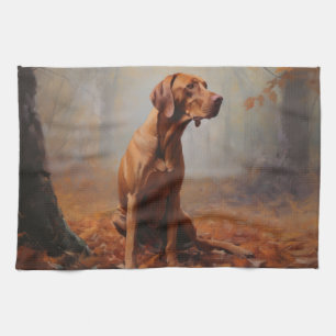 Vizsla i Höst löv Fall Inspire Kökshandduk