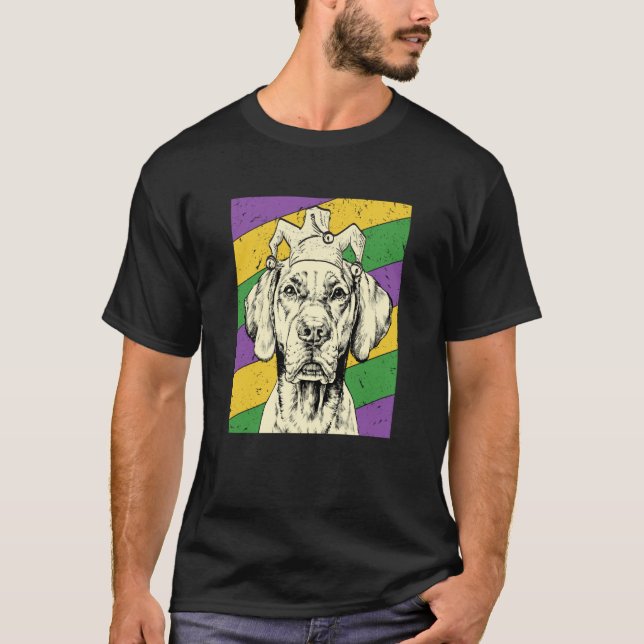 Vizsla Jester Mardi Gras Dog Mom or Dad T Shirt (Framsida)