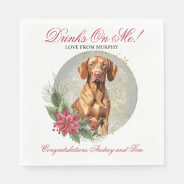 Vizsla Jul Bröllop Napkins with Hundar Photo Pappersservett
