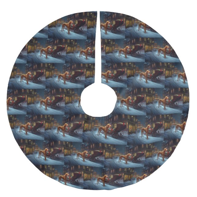 Vizsla Jul Festive Season Julgransmatta Borstad Polyester (Framsidan)