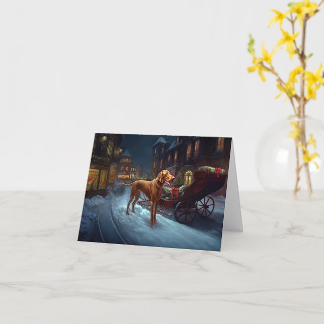 Vizsla Jul Festive Season Kort (Gul blomma)