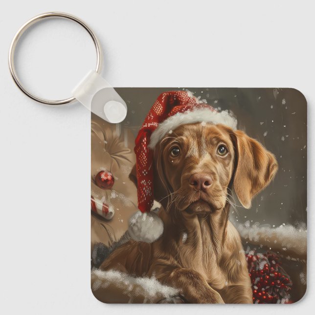 Vizsla Jul Festivitet Nyckelring (Framsida)