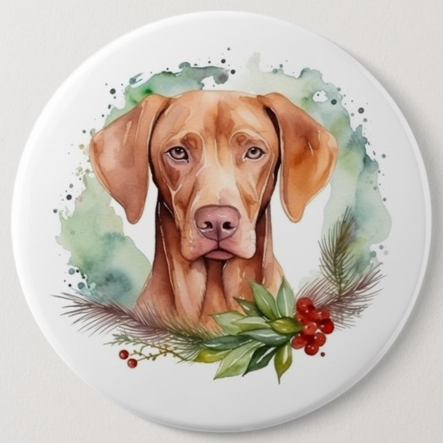 Vizsla Jul WAN Festive Valp Knapp (Framsida)