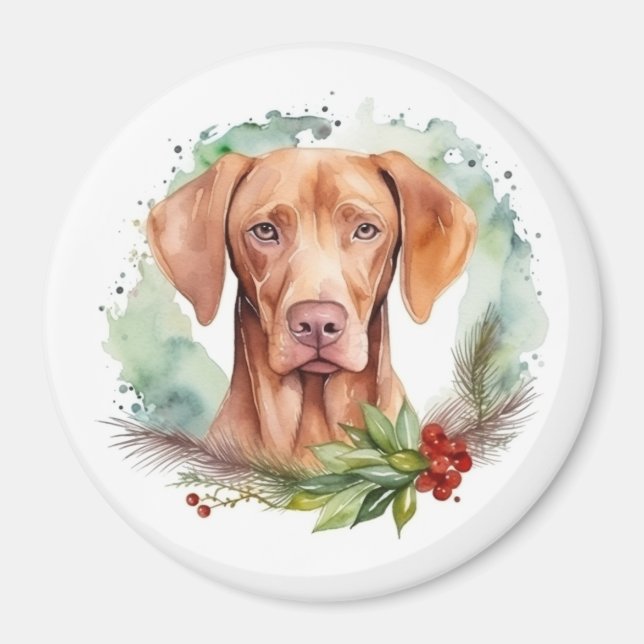 Vizsla Jul WAN Festive Valp Magnet (Framsidan)