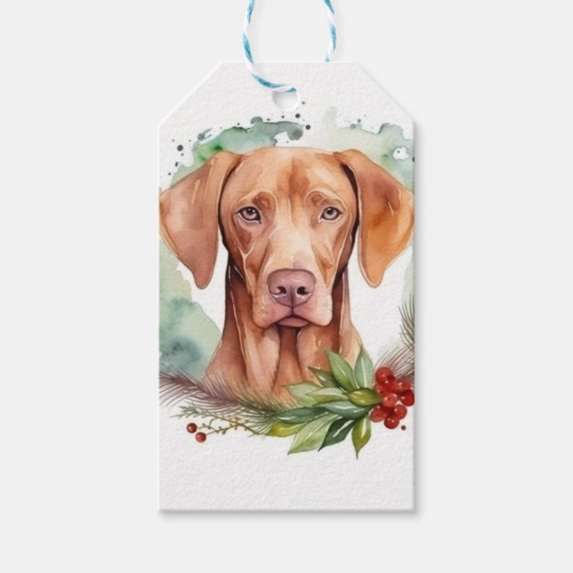 Vizsla Jul WAN Festive Valp Presentetikett (Framsidan)