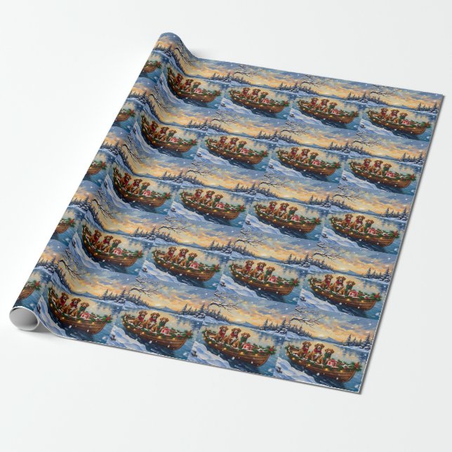Vizsla julbåtshögtid presentpapper (Utrullad)