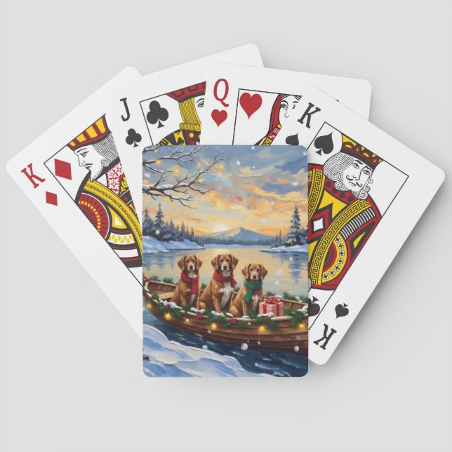 Vizsla julbåtsholiday casinokort (Baksidan)