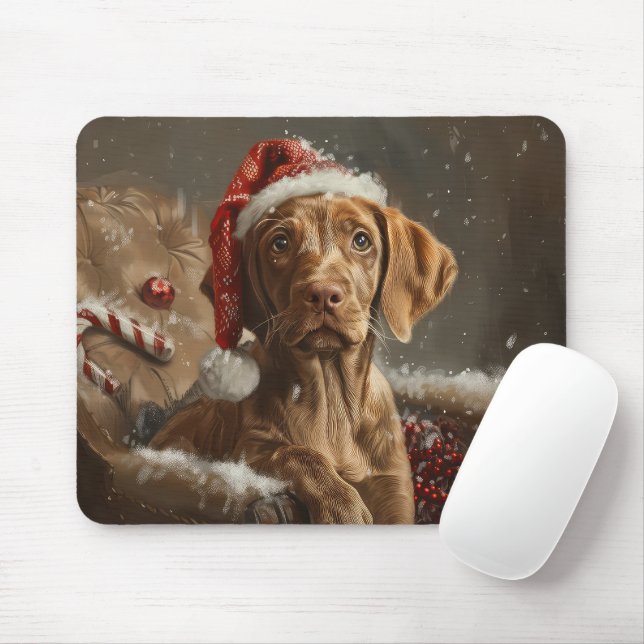 Vizsla Julfirande Hund Musmatta (Med mus)
