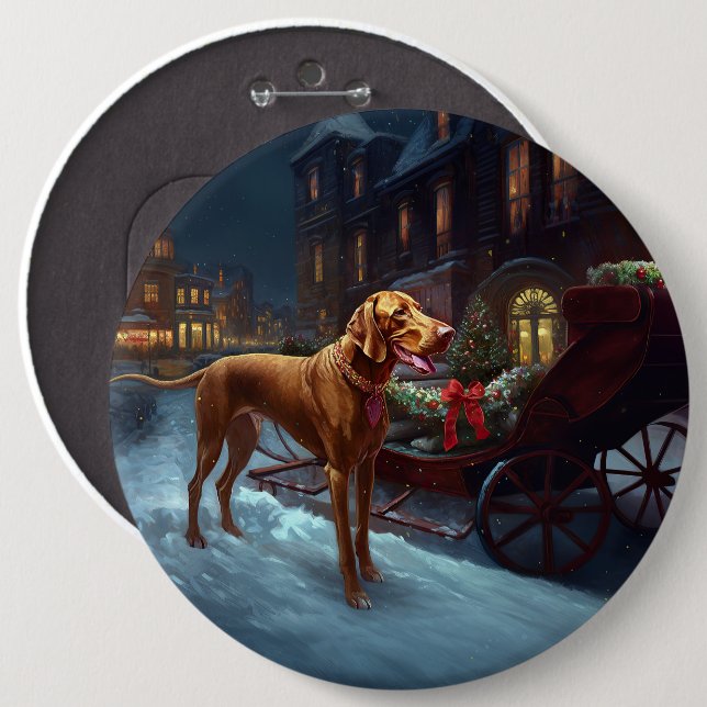 Vizsla Julfirande Säsong Knapp (Framsida & baksida)
