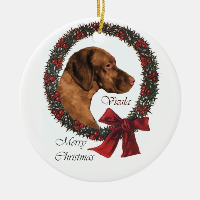 Vizsla julklappar julgransprydnad keramik (Framsidan)