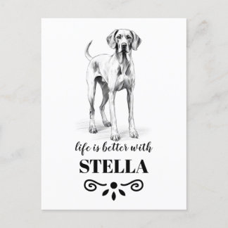 Vizsla Life är bättre med Anpassningsbar Hund Namn Vykort