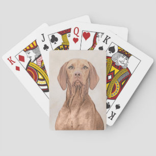 Vizsla målning - gullig original- hundkonst casinokort