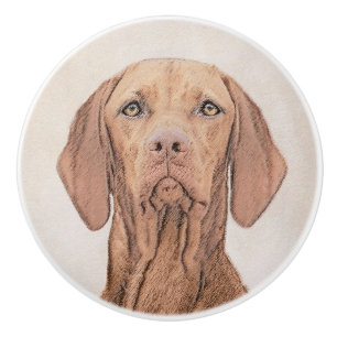 Vizsla målning - gullig original- hundkonst knopp