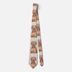 Vizsla målning - gullig original- hundkonst slips