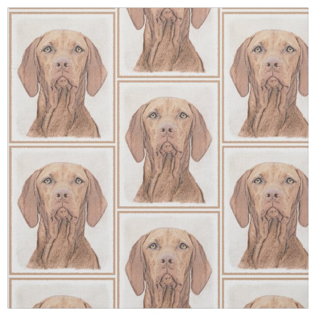 Vizsla målning - gullig original- hundkonst tyg (Provkarta)