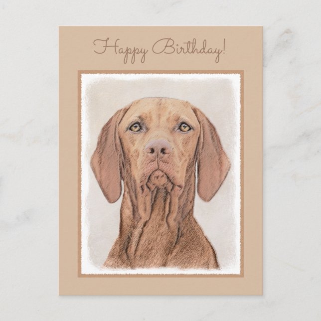 Vizsla-målning - Söt originell hundkonst Vykort (Framsida)