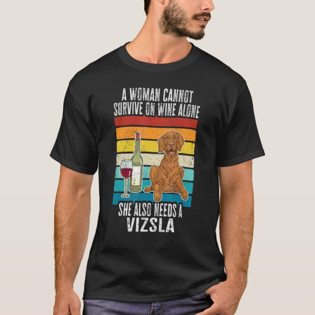 Vizsla Mamma Vin Ungerska Vizsla Hund Kvinnor T Shirt (Framsida)