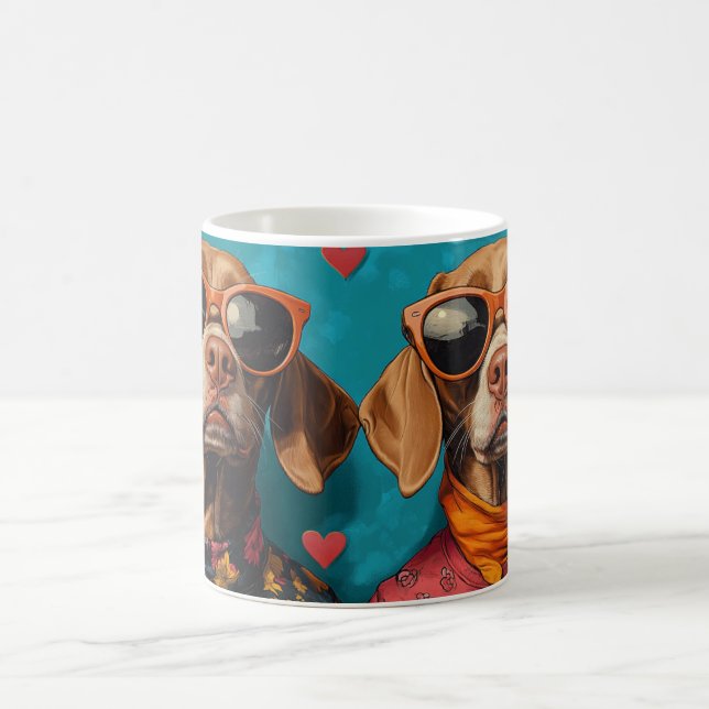 Vizsla med Heart Ro Valentine Day Kaffemugg (Center)
