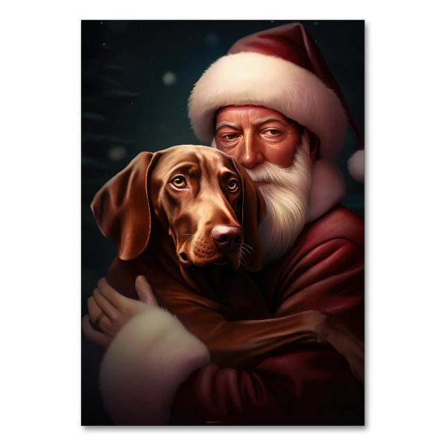 Vizsla med Jultomten julafton Bordsnummer (Framsidan)