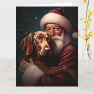 Vizsla med Jultomten julafton Kort