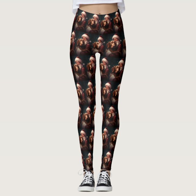 Vizsla med Jultomten julafton Leggings (Framsida)