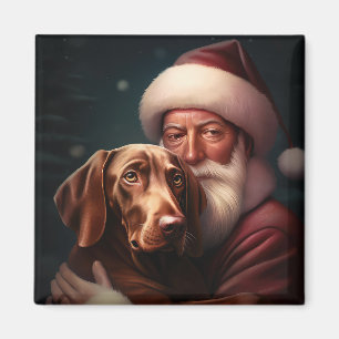 Vizsla med Jultomten julafton Magnet