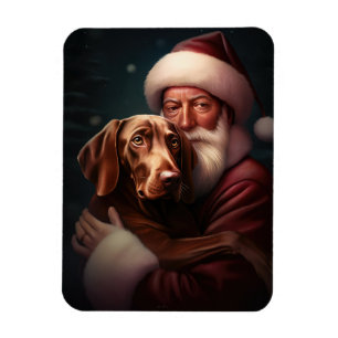 Vizsla med Jultomten julafton Magnet