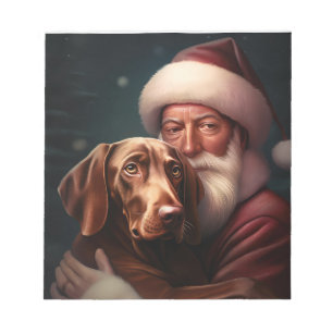 Vizsla med Tomte Julfirande Jul Anteckningsblock