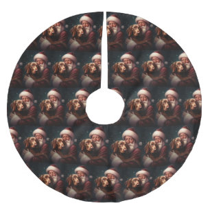 Vizsla med Tomte Julfirande Jul Julgransmatta Borstad Polyester