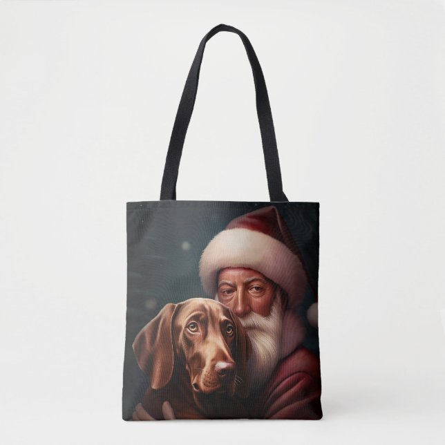 Vizsla med Tomte Julfirande Jul Tygkasse (Framsida)