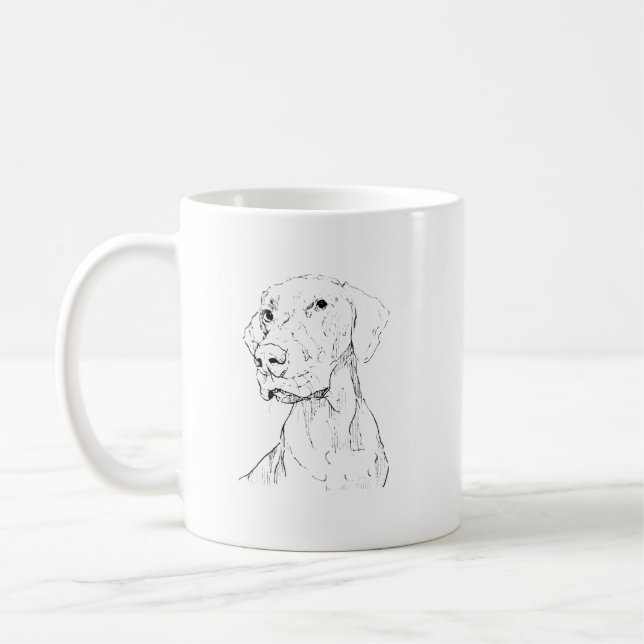 Vizsla Minimalist Ink Hund Kaffe Mugg (Vänster)