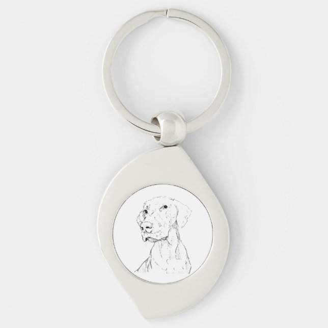 Vizsla-nyckelring – Minimalistisk present Swirl Silverfärgad Nyckelring (Framsidan)