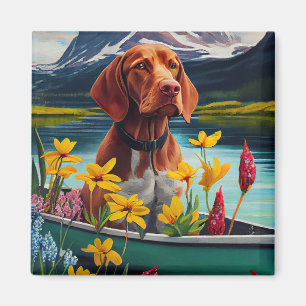Vizsla på paddel: Ett naturskönt äventyr Magnet