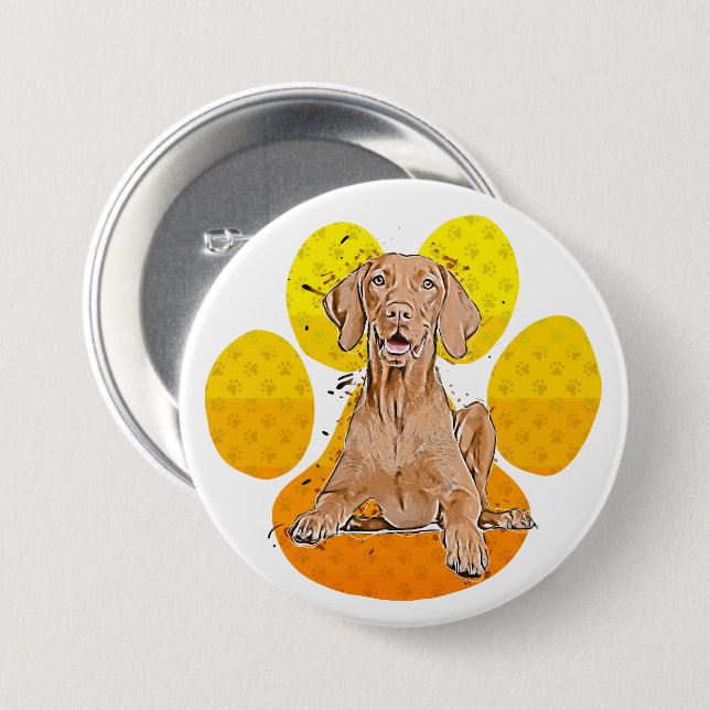 Vizsla på tass-animering knapp (Framsida & baksida)