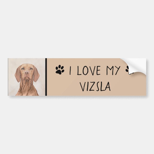 Vizsla Painting - Cute Original Hund Art Bildekal (Framsidan)