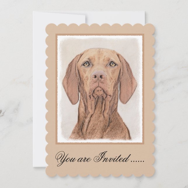 Vizsla Painting - Cute Original Hund Art Inbjudningar (Framsida)