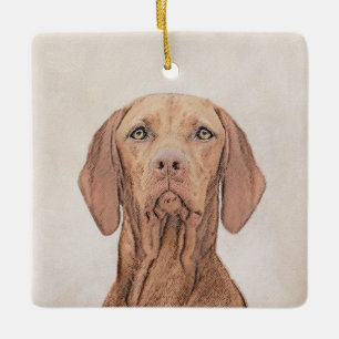 Vizsla Painting - Cute Original Hund Art Julgransprydnad Keramik