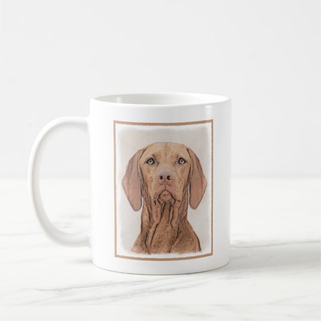 Vizsla Painting - Cute Original Hund Art Kaffemugg (Vänster)