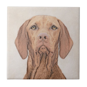 Vizsla Painting - Cute Original Hund Art Kakelplatta