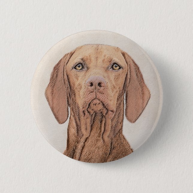 Vizsla Painting - Cute Original Hund Art Knapp (Framsida)